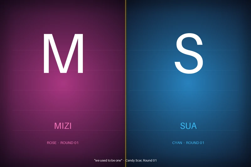 MIZI · SUA duet diptych in rose and cyan